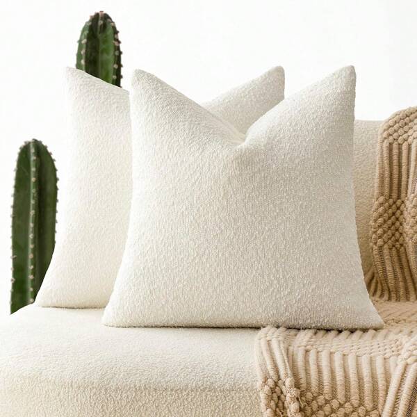 1pc Plain Color Pillow Cover (Filling Not Included), Textured Velvet Throw Pillow Case, Suitable For Living Room Sofa